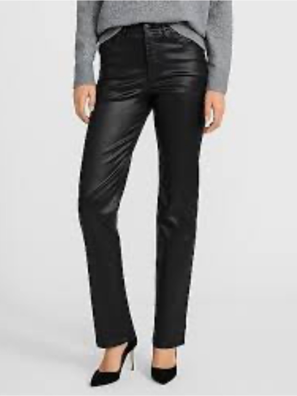 Express Black Faux Leather Straight-Leg Jeans